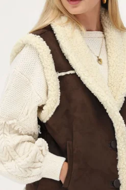 Bruin Suède Teddy Gilet
