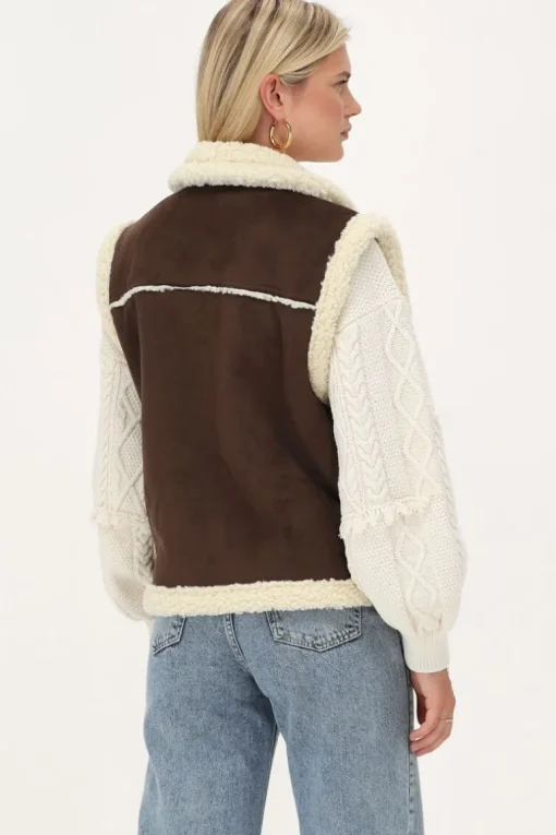 Bruin Suède Teddy Gilet