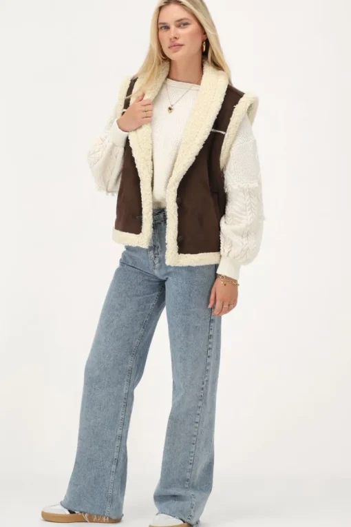 Bruin Suède Teddy Gilet