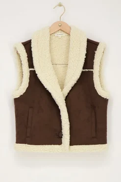 Bruin Suède Teddy Gilet
