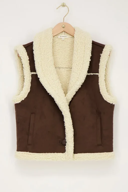 Bruin Suède Teddy Gilet