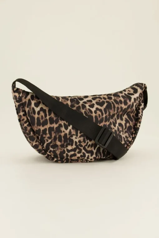 Bruine Crossbody Tas Met Luipaard Print