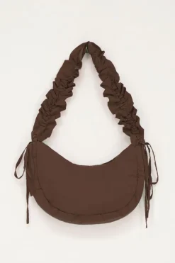 Bruine Crossbody Tas Met Ruffles