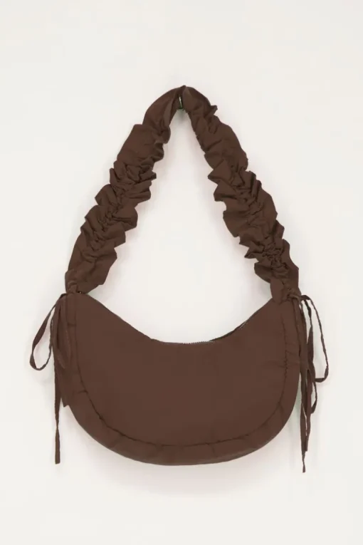 Bruine Crossbody Tas Met Ruffles