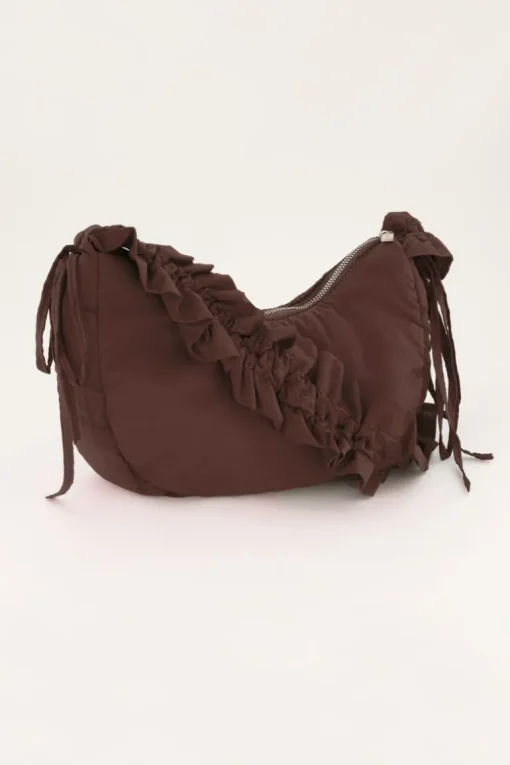 Bruine Crossbody Tas Met Ruffles