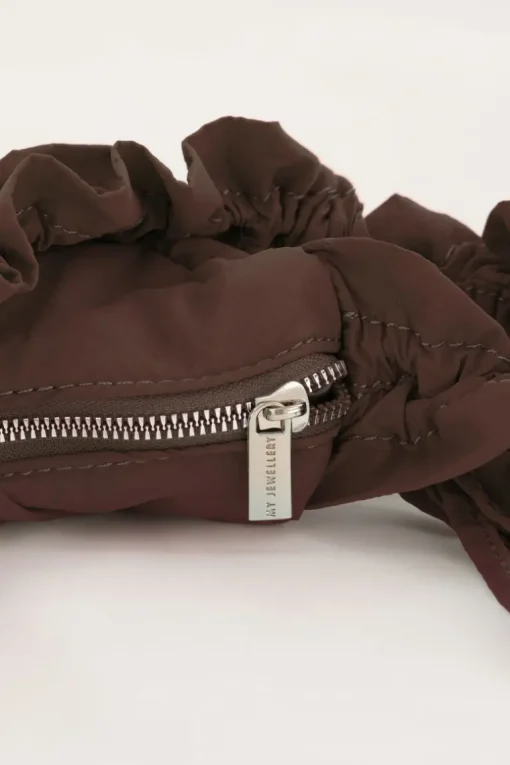 Bruine Crossbody Tas Met Ruffles