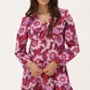 Bruine Jurk Met Roze Bloemenprint