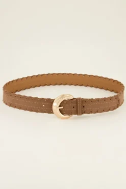 Bruine Riem Met Gevlochten Detail & Gesp