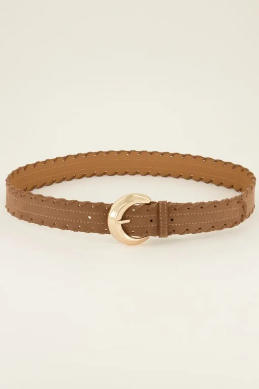 Bruine Riem Met Gevlochten Detail & Gesp