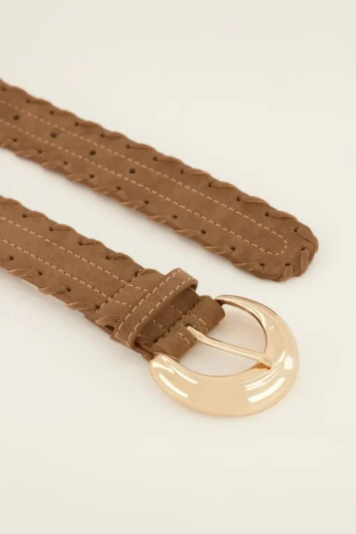Bruine Riem Met Gevlochten Detail & Gesp