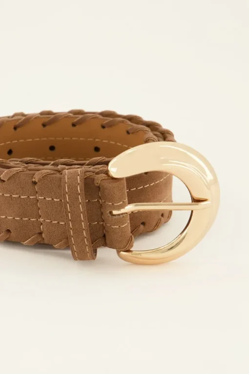 Bruine Riem Met Gevlochten Detail & Gesp
