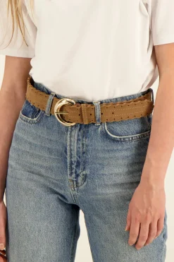 Bruine Riem Met Gevlochten Detail & Gesp