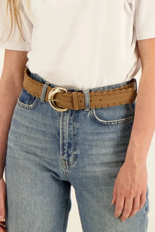 Bruine Riem Met Gevlochten Detail & Gesp