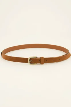 Bruine Riem Met Goudkleurige Gesp