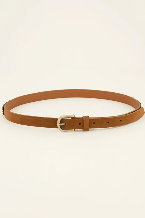 Bruine Riem Met Goudkleurige Gesp