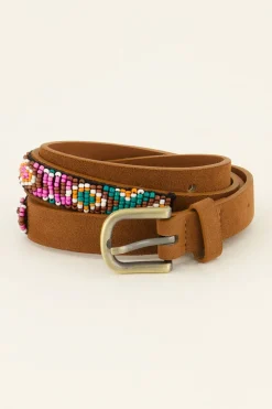 Bruine Riem Met Goudkleurige Gesp