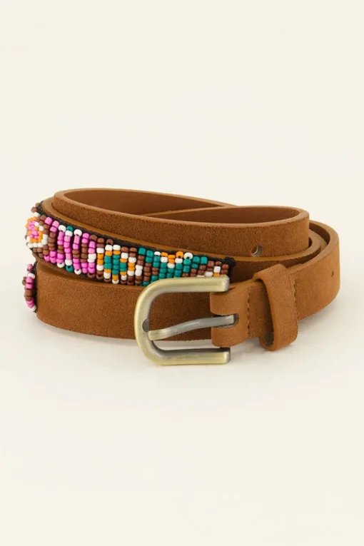 Bruine Riem Met Goudkleurige Gesp
