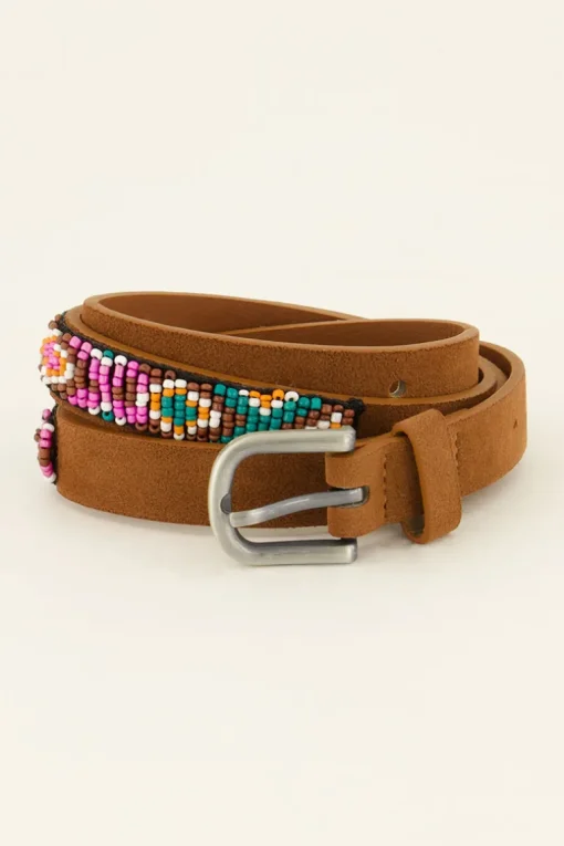 Bruine Riem Met Zilverkleurige Gesp