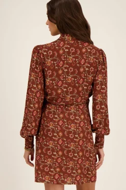 Bruine Wikkeljurk Met Grafische Print