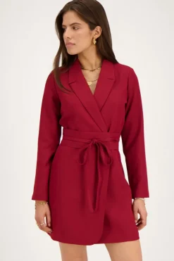 Burgundy Blazer Jurk Met Koord