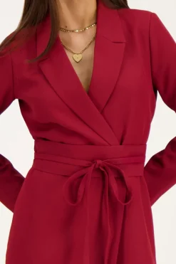 Burgundy Blazer Jurk Met Koord