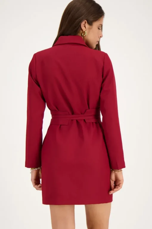 Burgundy Blazer Jurk Met Koord