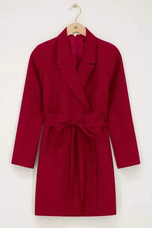 Burgundy Blazer Jurk Met Koord