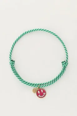 Candy Groene Touw Armband Met Smiley