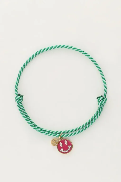 Candy Groene Touw Armband Met Smiley