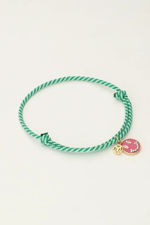 Candy Groene Touw Armband Met Smiley