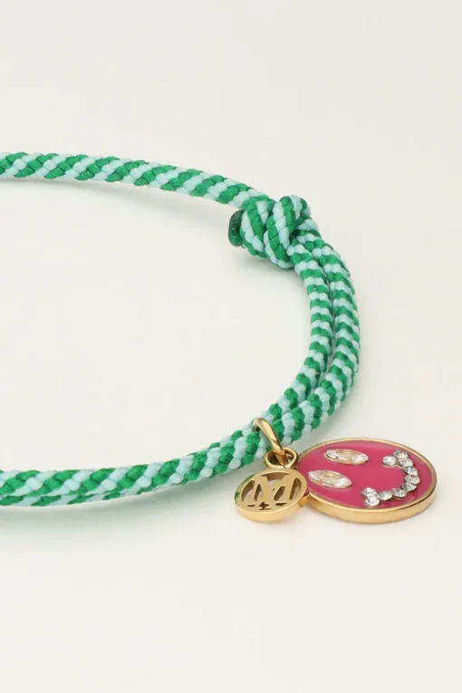 Candy Groene Touw Armband Met Smiley