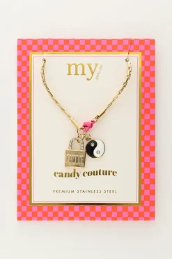 Candy Ketting Met Bedels En Roze Slotje