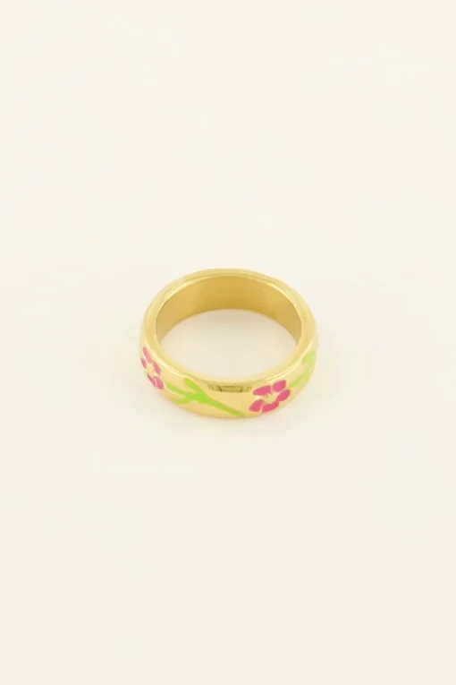 Casa Fiore Ring Met Roze Bloemen