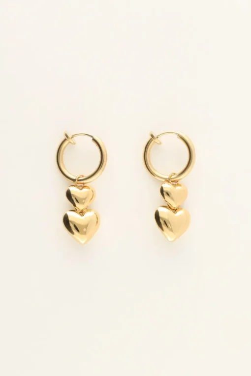 Clip Oorbellen Twee Hartjes