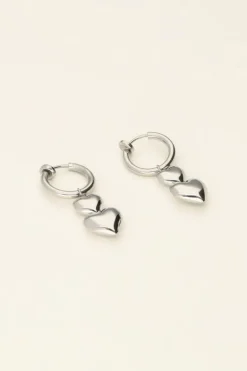 Clip Oorbellen Twee Hartjes