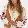 Cognac Suède Teddy Gilet