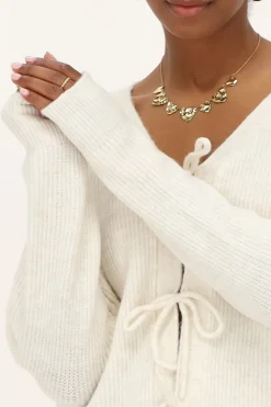 Crème Vest Met Strikjes