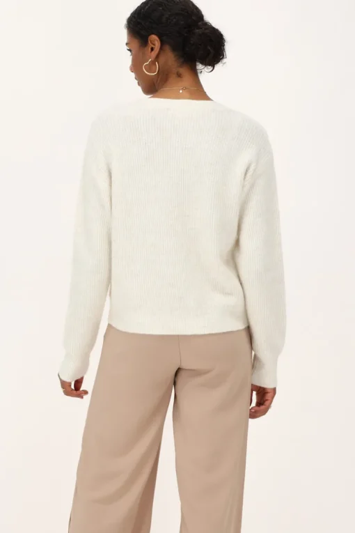 Crème Vest Met Strikjes