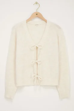Crème Vest Met Strikjes