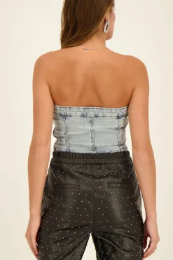 Denim Blauwe Corset Top