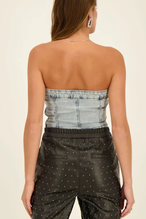 Denim Blauwe Corset Top