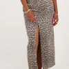 Denim Midi Rok Met Panterprint