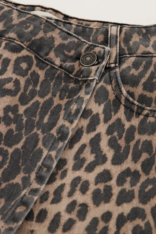 Denim Panterprint Skort Met Overslag