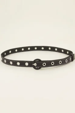 Denim Riem Met Zilveren Details