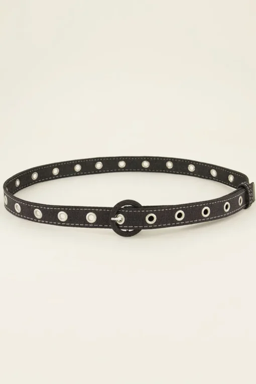 Denim Riem Met Zilveren Details