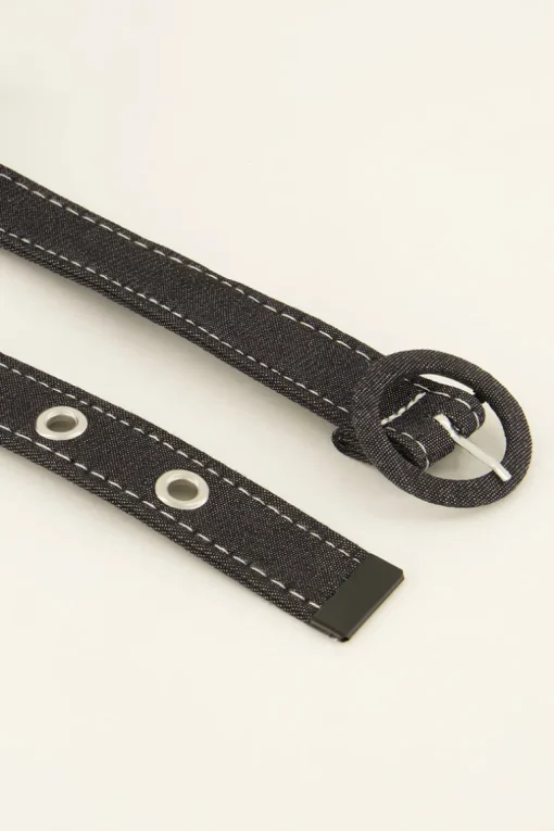 Denim Riem Met Zilveren Details