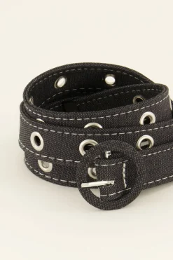 Denim Riem Met Zilveren Details