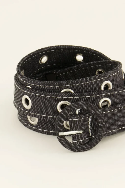 Denim Riem Met Zilveren Details