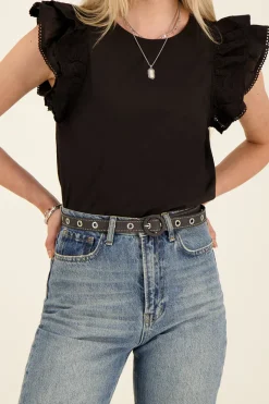 Denim Riem Met Zilveren Details