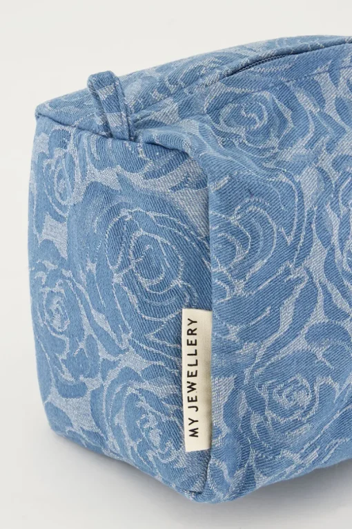 Denim Toilettas Set Met Rozen Print